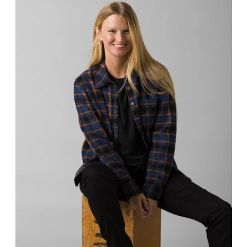 prAna | Golden Canyon Flannel Cozy Gorpcore Fall | Rich Sapphire | Sz M | NWT